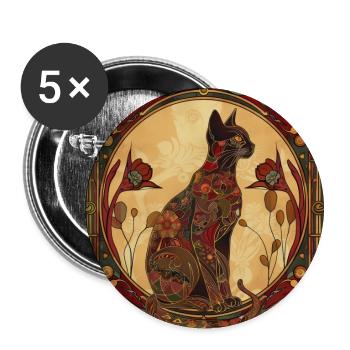 Chat, motif de chat, vintage, cadeau - Lot de 5 grands badges (56 mm) - blanc - Devant