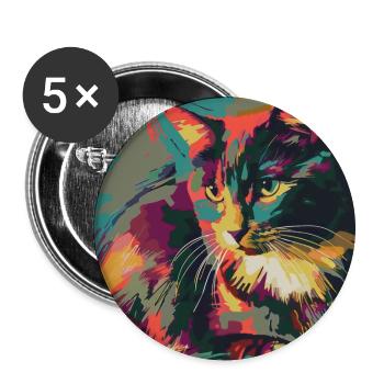 Katze, katzenmotiv, popart, geschenk, geschenkidee - Buttons groß 56 mm (5er Pack) - Weiß - Vorne