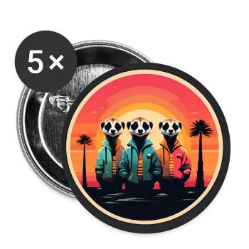 Funny meerkat family in hiking outfit - Buttons large 2.2''/56 mm (5-pack) - white - Front