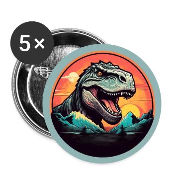 Tyrannosaurus Rex T-Rex im bunten Kreis - Buttons groß 56 mm (5er Pack) - Weiß - Vorne