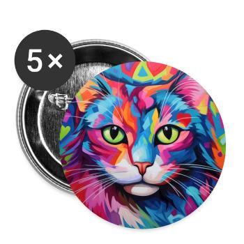 Katze, katzenmotiv, herz, geschenk, geschenkideen - Buttons groß 56 mm (5er Pack) - Weiß - Vorne