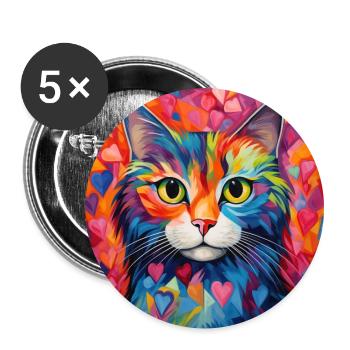 Katze, katzenmotiv, herz, geschenk, geschenkideen - Buttons groß 56 mm (5er Pack) - Weiß - Vorne