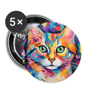 Katze, katzenmotiv, herz, geschenk, geschenkideen - Buttons groß 56 mm (5er Pack) - Weiß - Vorne