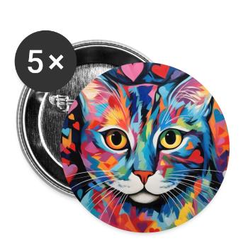 Katze, katzenmotiv, herz, geschenk, geschenkideen - Buttons groß 56 mm (5er Pack) - Weiß - Vorne