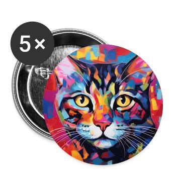 Katze, katzenmotiv, popart, geschenk, geschenkidee - Buttons groß 56 mm (5er Pack) - Weiß - Vorne