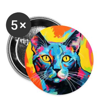 Katze, katzenmotiv, popart, geschenk, geschenkidee - Buttons groß 56 mm (5er Pack) - Weiß - Vorne