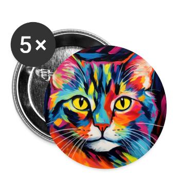 Katze, katzenmotiv, popart, geschenk, geschenkidee - Buttons groß 56 mm (5er Pack) - Weiß - Vorne