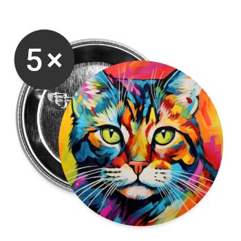 Katze, katzenmotiv, popart, geschenk, geschenkidee - Buttons groß 56 mm (5er Pack) - Weiß - Vorne