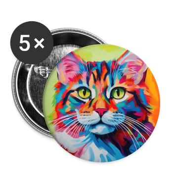Katze, katzenmotiv, popart, geschenk, geschenkidee - Buttons groß 56 mm (5er Pack) - Weiß - Vorne