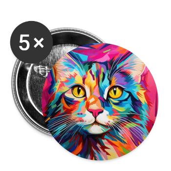 Katze, katzenmotiv, popart, geschenk, geschenkidee - Buttons groß 56 mm (5er Pack) - Weiß - Vorne