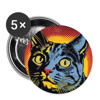 Katze, katzenmotiv, comic, geschenk, geschenkideen - Buttons groß 56 mm (5er Pack) - Weiß - Vorne