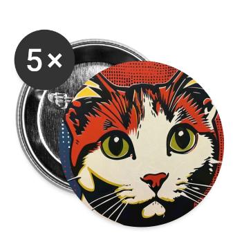 Katze, katzenmotiv, comic, geschenk, geschenkideen - Buttons groß 56 mm (5er Pack) - Weiß - Vorne