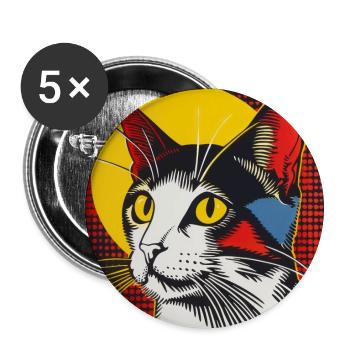 Katze, katzenmotiv - Buttons groß 56 mm (5er Pack) - Weiß - Vorne