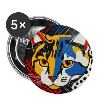Cat, Cat Motif - Buttons large 2.2''/56 mm (5-pack) - white - Front