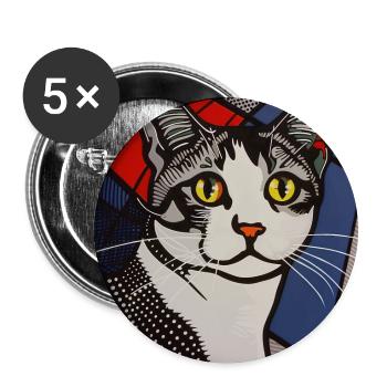 Cat, Cat Motif - Buttons large 2.2''/56 mm (5-pack) - white - Front