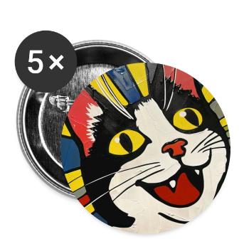 Katze, katzenmotiv - Buttons groß 56 mm (5er Pack) - Weiß - Vorne