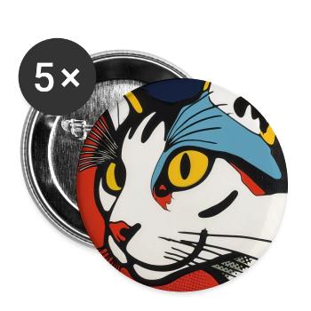 Katze, katzenmotiv - Buttons groß 56 mm (5er Pack) - Weiß - Vorne
