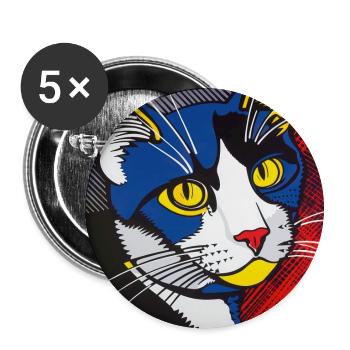 Katze, katzenmotiv - Buttons groß 56 mm (5er Pack) - Weiß - Vorne