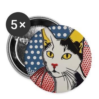 Cat, Cat Motif - Buttons large 2.2''/56 mm (5-pack) - white - Front