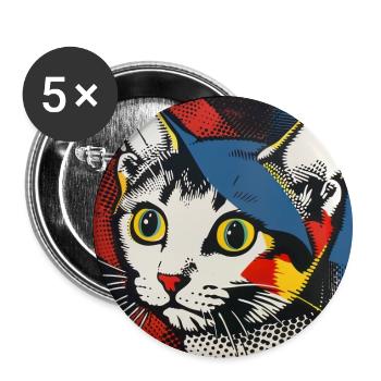 Katze, katzenmotiv - Buttons groß 56 mm (5er Pack) - Weiß - Vorne