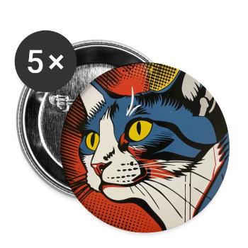 Katze, katzenmotiv - Buttons groß 56 mm (5er Pack) - Weiß - Vorne