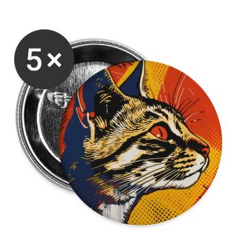 Katze, katzenmotiv - Buttons groß 56 mm (5er Pack) - Weiß - Vorne