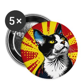 Katze, katzenmotiv - Buttons groß 56 mm (5er Pack) - Weiß - Vorne