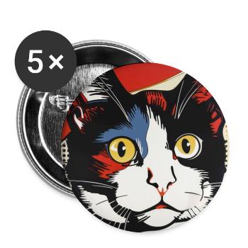 Cat, Cat Motif - Buttons large 2.2''/56 mm (5-pack) - white - Front