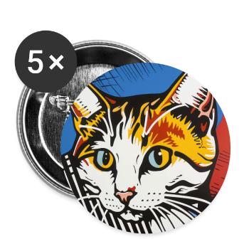 Cat, Cat Motif - Buttons large 2.2''/56 mm (5-pack) - white - Front