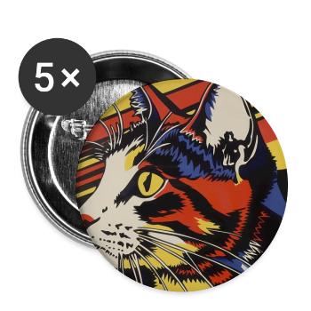 Katze, katzenmotiv - Buttons groß 56 mm (5er Pack) - Weiß - Vorne