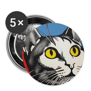 Cat, Cat Motif - Buttons large 2.2''/56 mm (5-pack) - white - Front