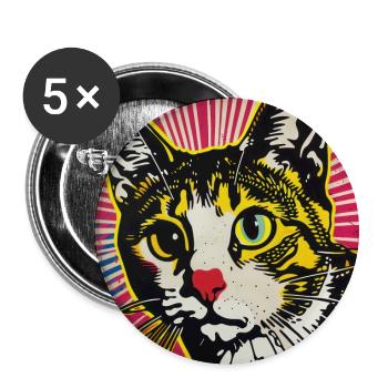 Katze, katzenmotiv - Buttons groß 56 mm (5er Pack) - Weiß - Vorne