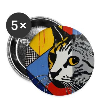 Cat, Cat Motif - Buttons large 2.2''/56 mm (5-pack) - white - Front