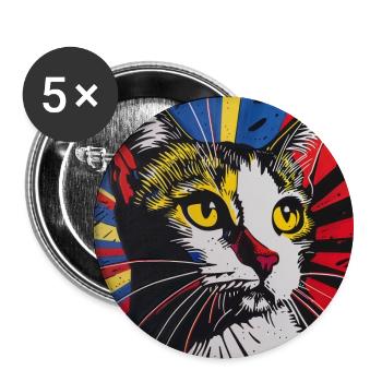 Katze, katzenmotiv - Buttons groß 56 mm (5er Pack) - Weiß - Vorne