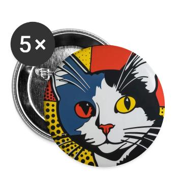 Cat, Cat Motif - Buttons large 2.2''/56 mm (5-pack) - white - Front