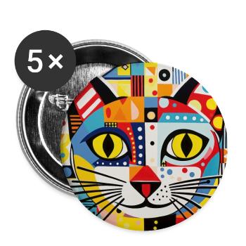 Cat, Cat Motif - Buttons large 2.2''/56 mm (5-pack) - white - Front