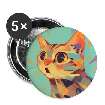 Cat, Cat Motif - Buttons large 2.2''/56 mm (5-pack) - white - Front