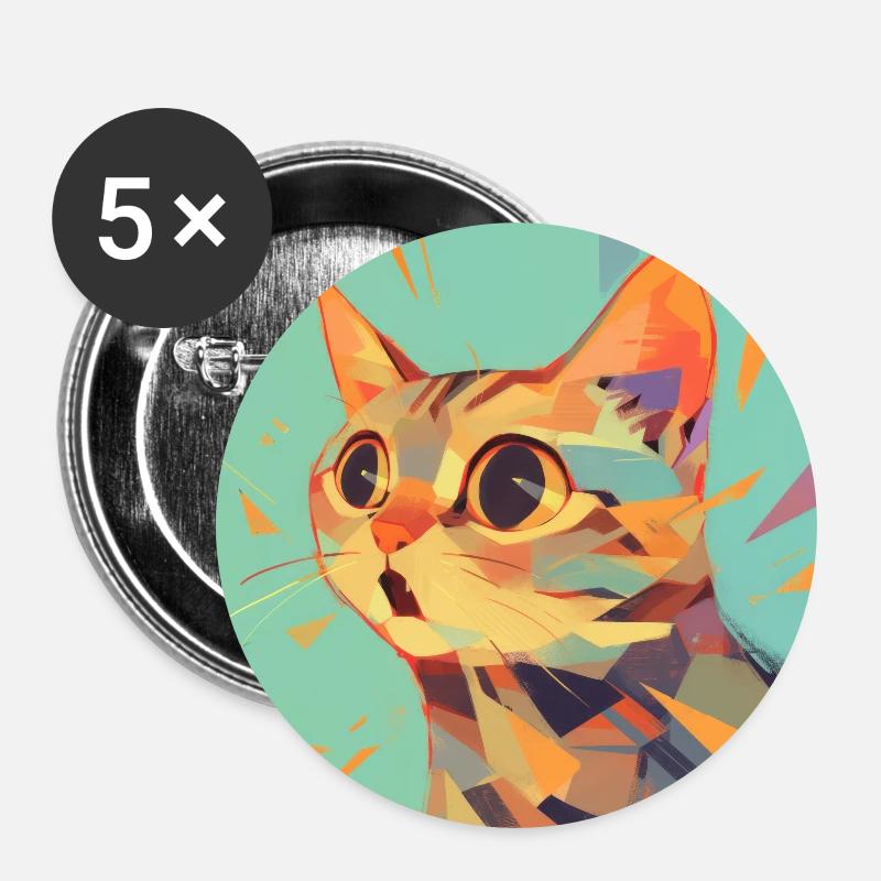 Katze, katzenmotiv - Buttons groß 56 mm (5er Pack) - Weiß