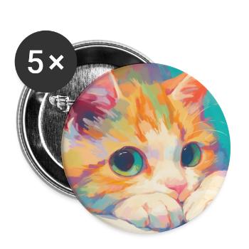 Katze, katzenmotiv - Buttons groß 56 mm (5er Pack) - Weiß - Vorne