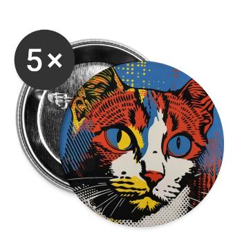 Cat, Cat Motif - Buttons large 2.2''/56 mm (5-pack) - white - Front