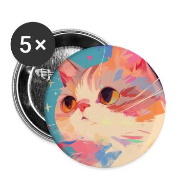 Katze, katzenmotiv - Buttons groß 56 mm (5er Pack) - Weiß - Vorne