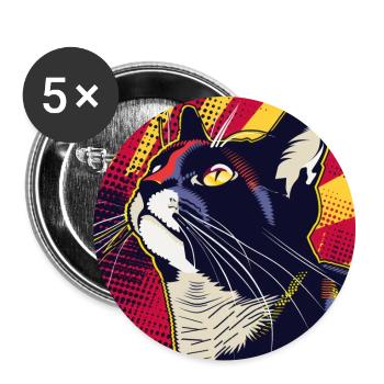 Cat, Cat Motif - Buttons large 2.2''/56 mm (5-pack) - white - Front