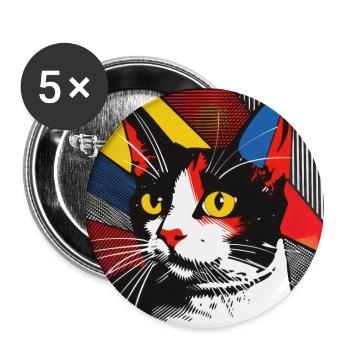 Katze, katzenmotiv - Buttons groß 56 mm (5er Pack) - Weiß - Vorne