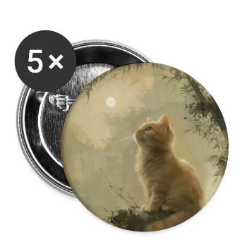 Cat, Cat Motif - Buttons large 2.2''/56 mm (5-pack) - white - Front