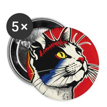 Cat, Cat Motif - Buttons large 2.2''/56 mm (5-pack) - white - Front