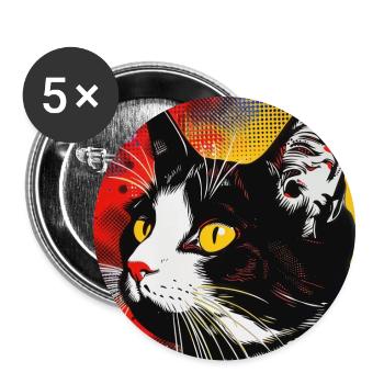 Cat, Cat Motif - Buttons large 2.2''/56 mm (5-pack) - white - Front
