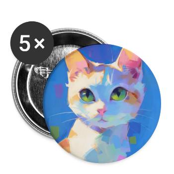 Katze, katzenmotiv - Buttons groß 56 mm (5er Pack) - Weiß - Vorne
