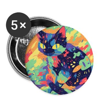 Cat, Cat Motif - Buttons large 2.2''/56 mm (5-pack) - white - Front