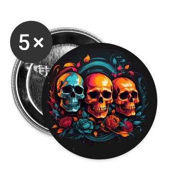 colorful multicolored skulls festival design halloween - Buttons large 2.2''/56 mm (5-pack) - white - Front