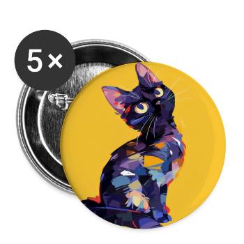 Cat, Cat Motif - Buttons large 2.2''/56 mm (5-pack) - white - Front